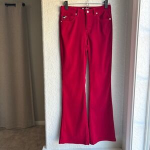 Womens Y2K Vintage Flare 5 Pants Red Mid Rise Bongo City Rider Retro